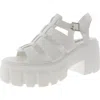Steve Madden Georgia Womens Adjustable Faux Leather Platform Sandals In White