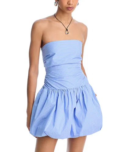 Steve Madden Gigi Bubble Hem Poplin Mini Dress In Blue