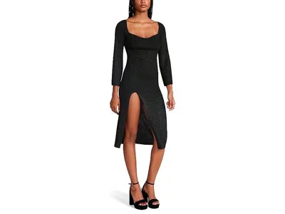 Steve Madden Ginette Dress Women's Small Black Side Slit Sweetheart Neck Jdm391