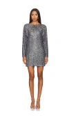 Steve Madden Ginger Sequin Long Sleeve Minidress In Silver Grey
