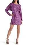 Steve Madden Bb Dakota By  Long Sleeve Sequin Dress In Aubergine