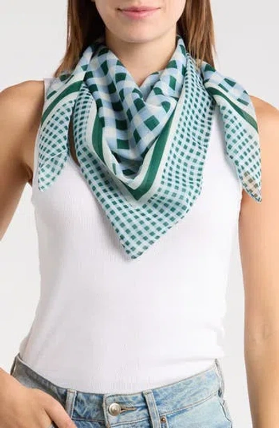 Steve Madden Gingham Square Scarf In Green