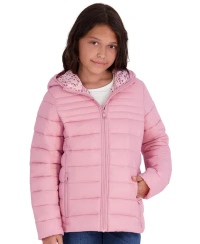 Steve Madden Kids' Girls' 5-16 Lightweight Hooded Packable Jacket In Pink