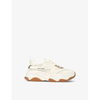 Steve Madden Cream Kids' Jpossession Chunky-sole Mesh And Faux-leather Trainers Eur 31 / 12.5 Uk