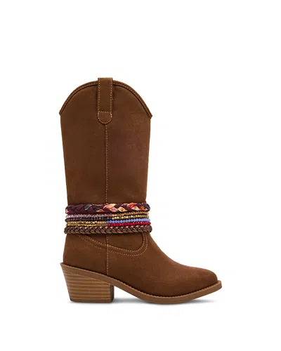 Steve Madden Girls' Ember Embellished Stacked Heel Boots Little Kid, Big Kid In Brown