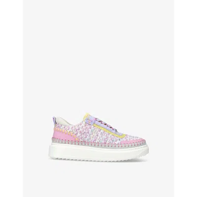 Steve Madden Girls Pink Comb Kids' Charley Braided Woven Trainers