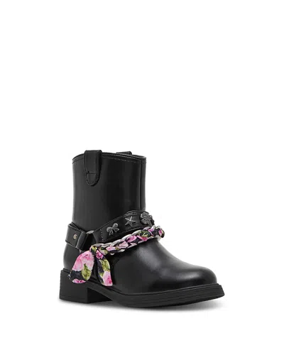 Steve Madden Girls' Teal Scarf Braided Chain Boots Little Kid, Big Kid In Black