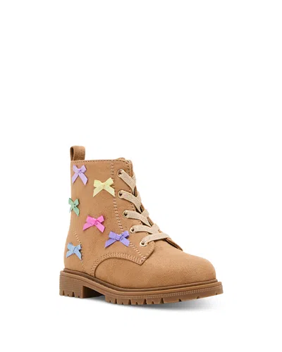 Steve Madden Girls' Tfleur Bow Metallic Boots Toddler, Little Kid In Brown