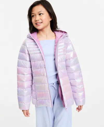 Steve Madden Kids' Girls' Xs-xl Lightweight Hooded Packable Jacket In Pink