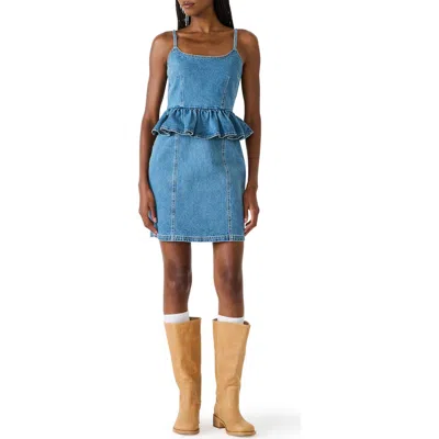 Steve Madden Giselia Denim Peplum Minidress In Blue