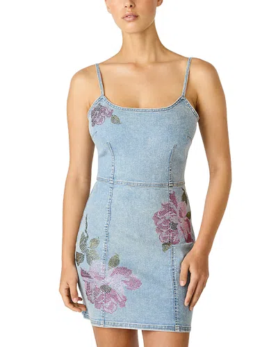 Steve Madden Gisella Embellished Flower Denim Minidress In Blue