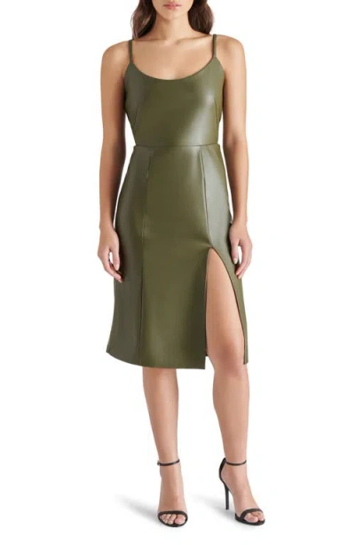 Steve Madden Giselle Faux Leather Sheath Dress In Olive Night