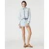 Steve Madden Glacia Embellished Textured Denim Jacket In Blue