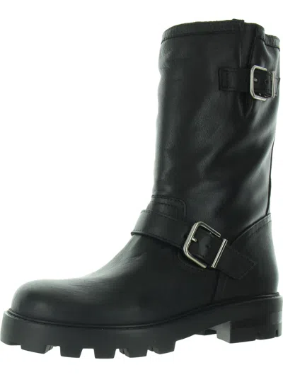 Steve Madden Gleeson Womens Faux Leather Platforms Motorcycle Boots In Black