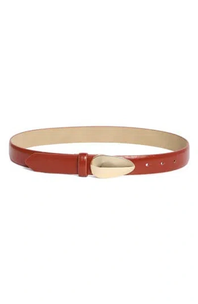 Steve Madden Glossy Teardrop Buckle Belt In Brown