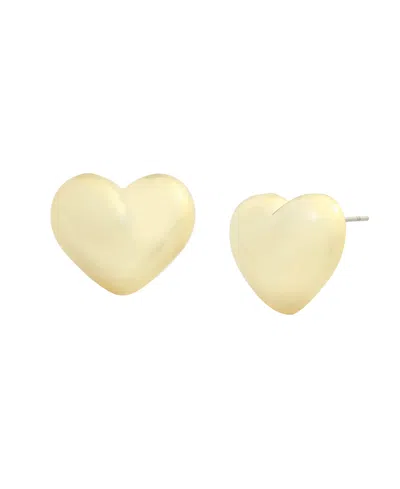 Steve Madden Gold Boho Puffy Heart Stud Earrings