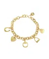 Steve Madden Gold Collegiate Mixed Charm Bracelet In Gold