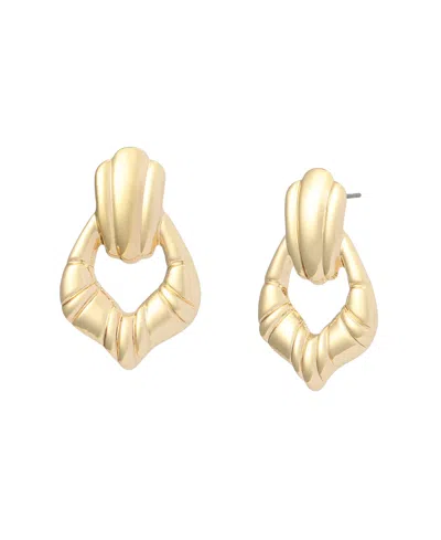 Steve Madden Gold Fluted Doorknocker Earrings In Pattern