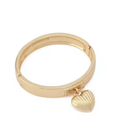 Steve Madden Gold Fluted Heart Charm Bangle Bracelet