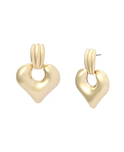 Steve Madden Gold Heart Doorknocker Earrings In Pattern