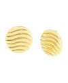 Steve Madden Gold Vintage Ribbed Circle Button Earrings