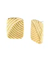 Steve Madden Gold Vintage Ribbed Rectangle Button Earrings