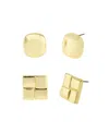 Steve Madden Gold Vintage Square Button Duo Earring Set