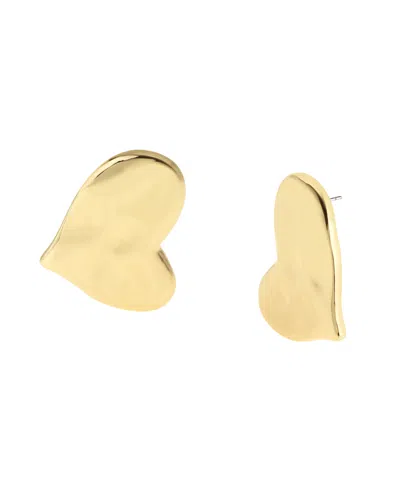 Steve Madden Gold Vintage Textured Heart Button Earrings
