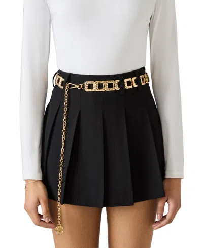 Steve Madden Gold-tone Hammered Square Link Chain Belt In Brown
