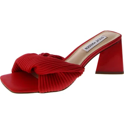 Steve Madden Gomaz Womens Faux Leather Dressy Slide Sandals In Red