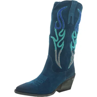 Steve Madden Graciella Womens Block Heel Pointed Toe Cowboy, Western Boots In Multi