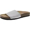 Steve Madden Gravity Womens Stretch Knit Slide Sandals In Silver