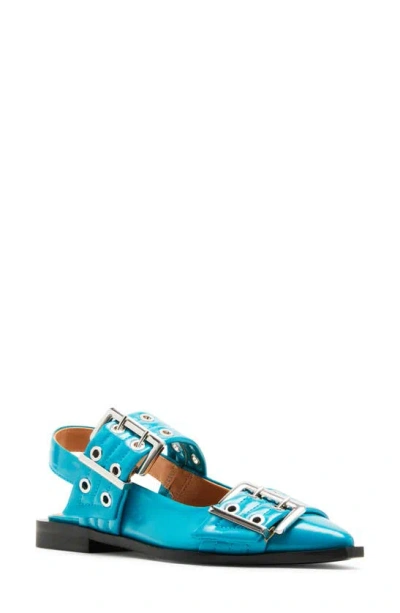 Steve Madden Graya Slingback Pointy Toe Flat In Turquoise Patent