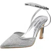 Steve Madden Gretzkey Womens Rhinestone Patent Ankle Strap In Silver