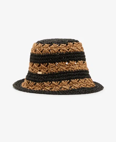 Steve Madden H-carly Striped Crochet Straw Bucket Hat In Neutral Multi