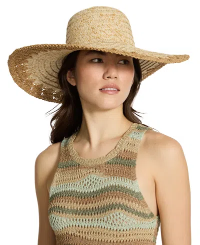 Steve Madden H-janey Crochet Edge Floppy Hat In Natural