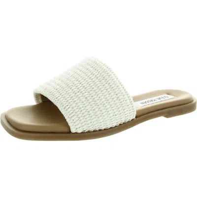 Steve Madden Habits Womens Woven Manmade Slide Sandals In White