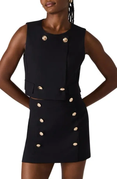 Steve Madden Hadley Double Breasted Vest In Black