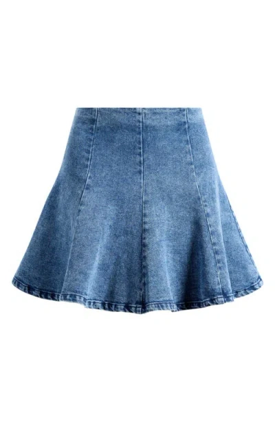 Steve Madden Hadley Flare Denim Miniskirt In Acidwash Denim