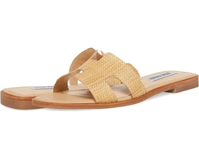 Steve Madden Hadyn Sandals Women Us 9.5 Raffia Leather Slip On Square Toe Khd580 In Beige
