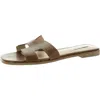 Steve Madden Hadyn Womens Leather Open Toe Slide Sandals In Brown
