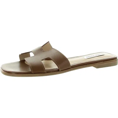 Steve Madden Hadyn Womens Leather Open Toe Slide Sandals In Brown