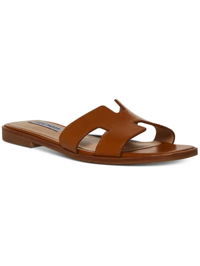 STEVE MADDEN HADYN WOMENS LEATHER OPEN TOE SLIDE SANDALS
