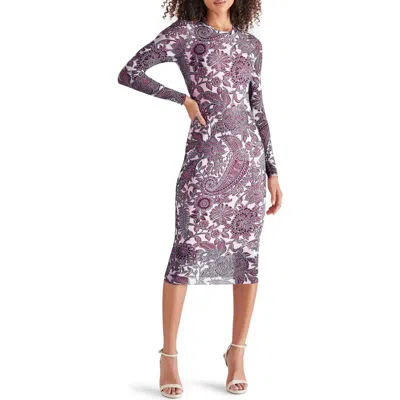 Steve Madden Hailee Body-con Midi Dress In Burgundy Paisley