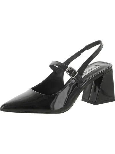 Steve Madden Hailsey Womens Patent Pointed Toe Slingback Heels In Black