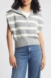 Steve Madden Easton Quarter Zip Sweater In Heather Grey