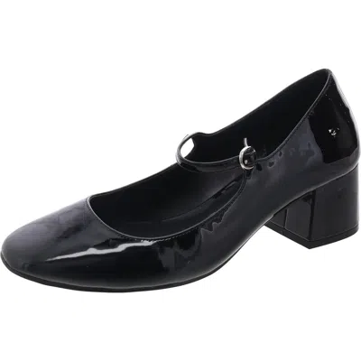 Steve Madden Halston Womens Buckle Patent Leather Mary Jane Heels In Black