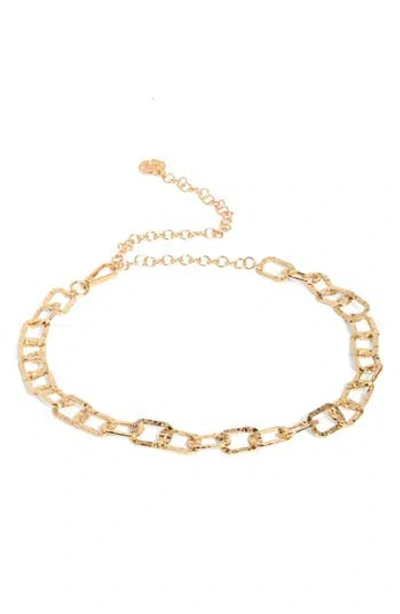 Steve Madden Hammered Links Chain Belt In Gold