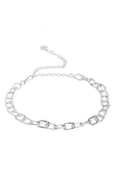Steve Madden Hammered Links Chain Belt In Silver