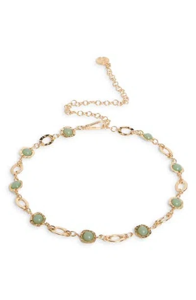 Steve Madden Hammered Stone Chain Belt In Red